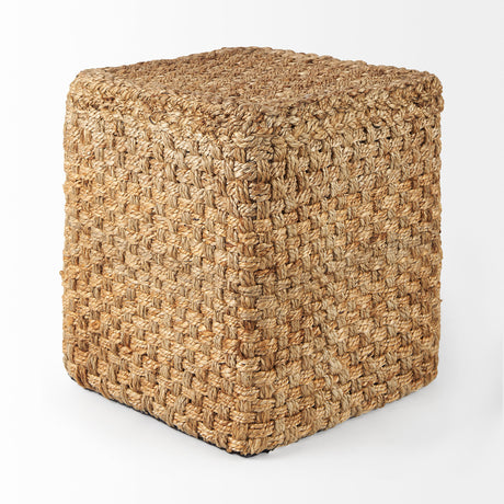 Aylin 16.5" Square Brown Jute Pouf from Mercana - Luna Furniture
