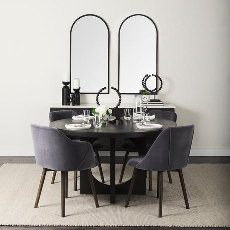 Ronald II Grey Velvet Wrap Black Wooden Base Dining Chair from Mercana - Luna Furniture