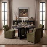 Liesl 54.L x 54.0W x 30.0H Black Wood W/ Circular Top Dining Table