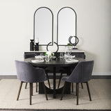 Giovanna 23.6L x 1.2W x 48.8H Black Metal Frame Rounded Arch Vanity Mirror from Mercana - Luna Furniture