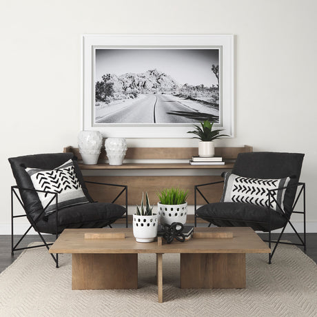 Kimia 14L x 26W White and Black Fabric Herringbone and Fringed Decorative Pillow Cover from Mercana - Luna Furniture