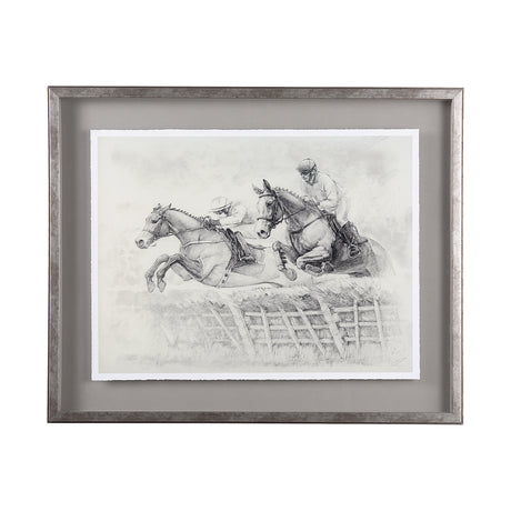 Horse Racing II by Mercana Studio a Hand Embellished Textured Framed Art Print Matted under Glass from Mercana - Luna Furniture