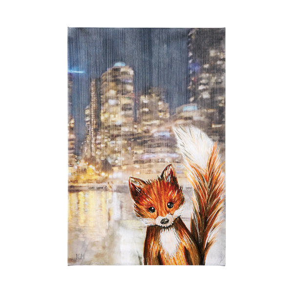 City Fox by Mercana Studio a Hand Embellished Textured Canvas
