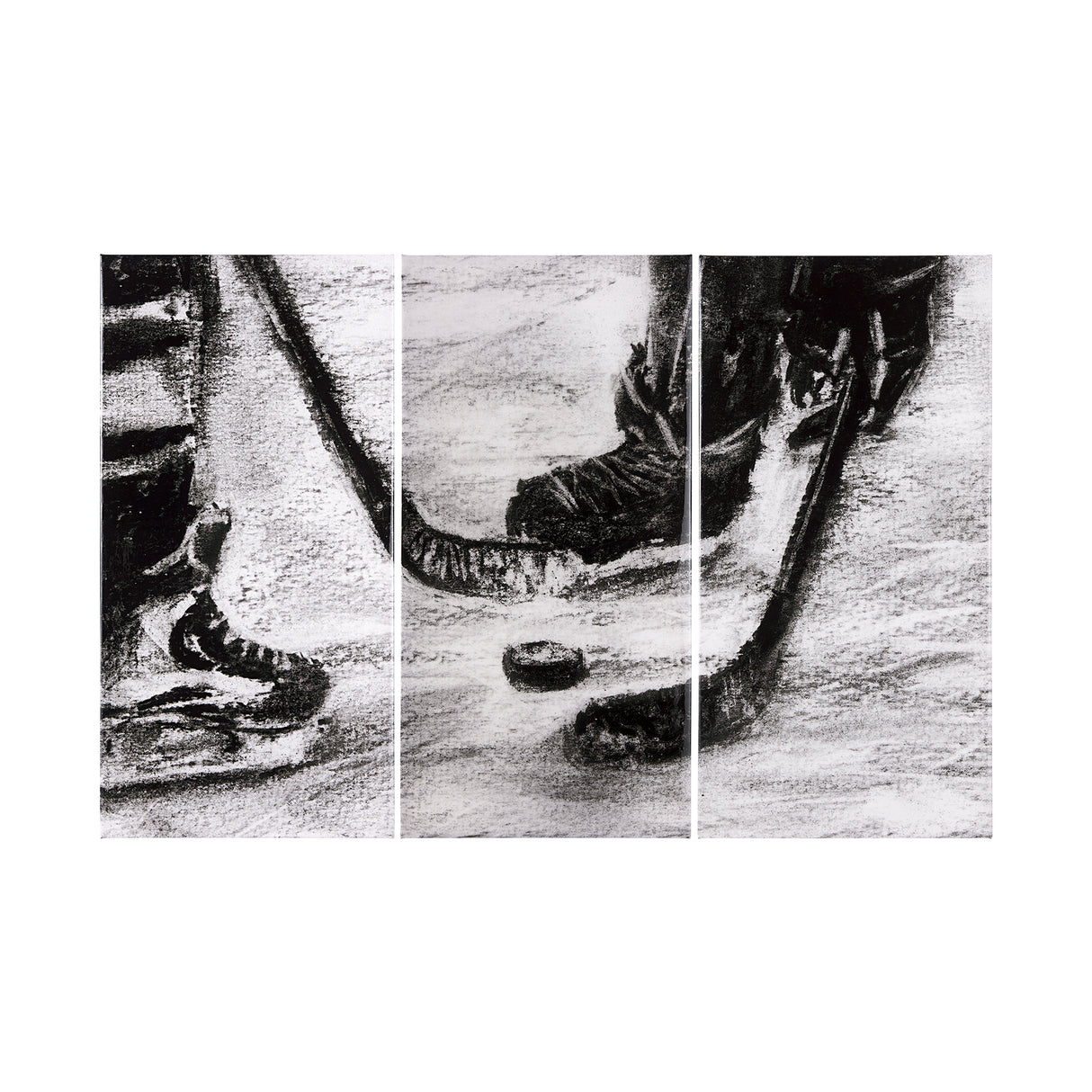 Sports Collection Hockey-L 3 Piece Triptych by Mercana Studio a Hand Embellished Textured Canvas from Mercana - Luna Furniture