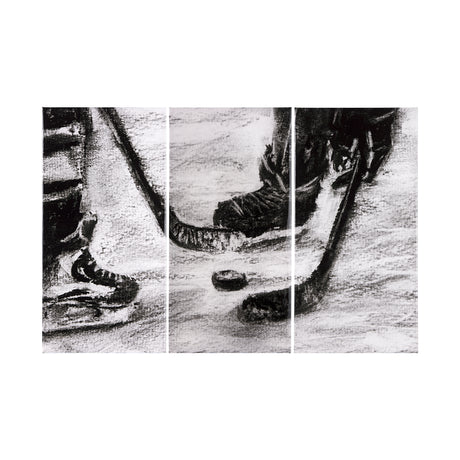 Sports Collection Hockey-L 3 Piece Triptych by Mercana Studio a Hand Embellished Textured Canvas from Mercana - Luna Furniture