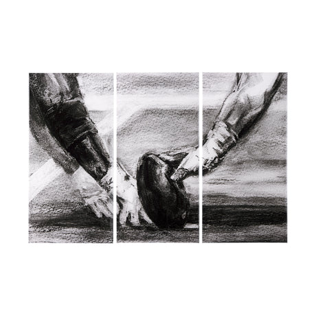 Sports Collection Football 3 Piece Triptych (L) by Mercana Studio a Hand Embellished Textured Canvas from Mercana - Luna Furniture