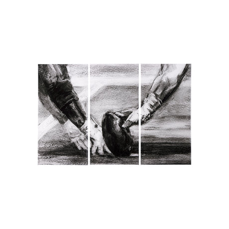Sports Collection Football 3 Piece Triptych (S) by Mercana Studio a Hand Embellished Textured Canvas from Mercana - Luna Furniture