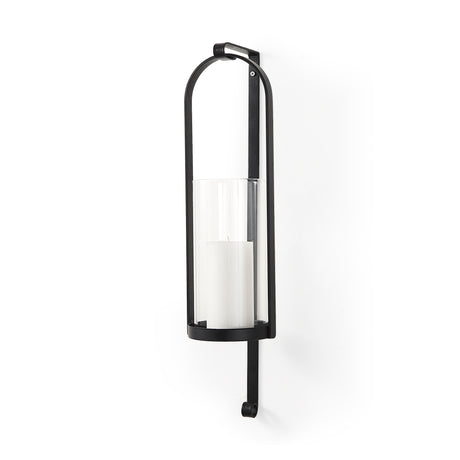 Kero 5.9L x 6.9W x 24.0H Black Metal Wall Candle Holder from Mercana - Luna Furniture
