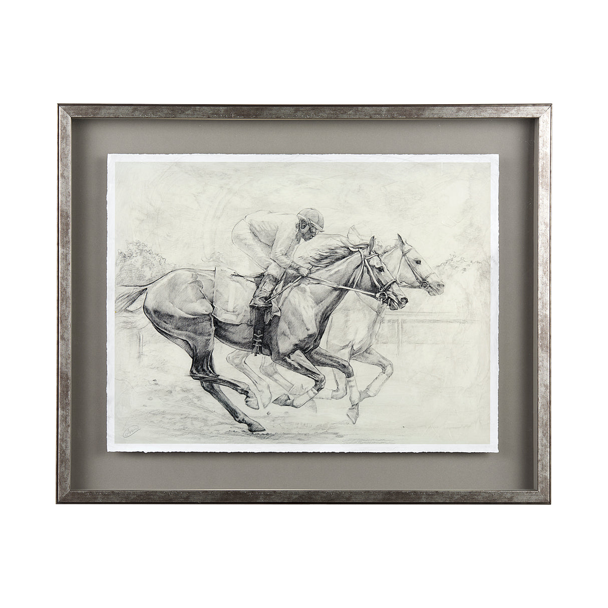 Horse Racing I by Mercana Studio a Hand Embellished Textured Framed Art Print Matted under Glass from Mercana - Luna Furniture