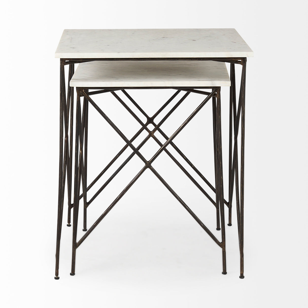 Lorlei 20.0L x 20.0W x 23.8H White Marble Top W/ Gray Iron Legs End and Side Table from Mercana - Luna Furniture