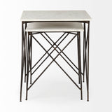 Lorlei 20.0L x 20.0W x 23.8H White Marble Top W/ Gray Iron Legs End and Side Table from Mercana - Luna Furniture