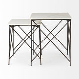 Lorlei 20.0L x 20.0W x 23.8H White Marble Top W/ Gray Iron Legs End and Side Table from Mercana - Luna Furniture
