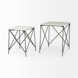 Lorlei 20.0L x 20.0W x 23.8H White Marble Top W/ Gray Iron Legs End and Side Table from Mercana - Luna Furniture