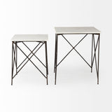 Lorlei 20.0L x 20.0W x 23.8H White Marble Top W/ Gray Iron Legs End and Side Table from Mercana - Luna Furniture