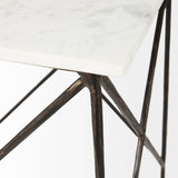 Lorlei 20.0L x 20.0W x 23.8H White Marble Top W/ Gray Iron Legs End and Side Table from Mercana - Luna Furniture