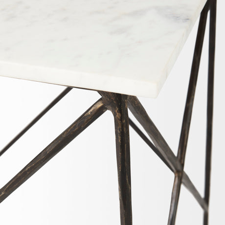Lorlei 20.0L x 20.0W x 23.8H White Marble Top W/ Gray Iron Legs End and Side Table from Mercana - Luna Furniture