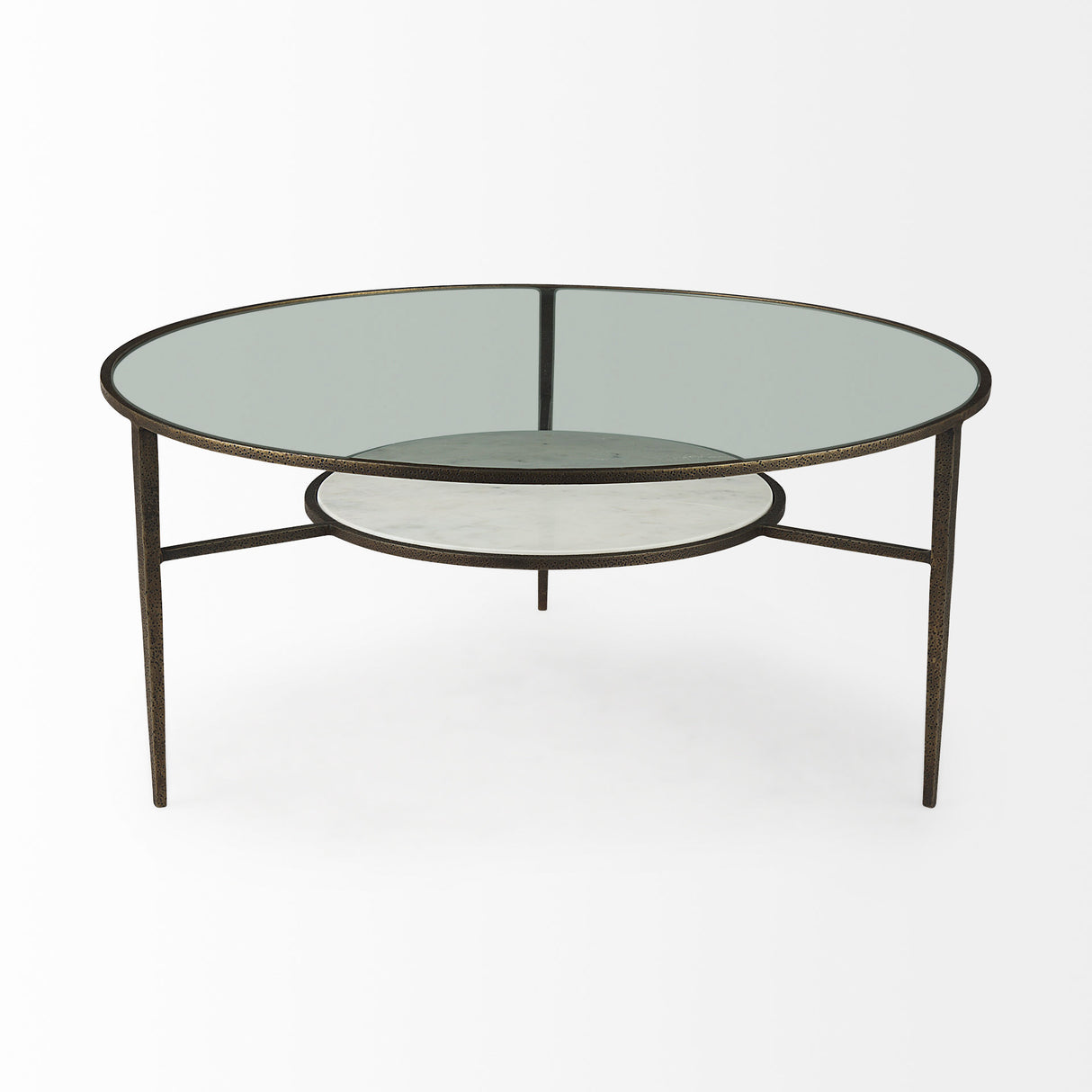 Felicity 36.0L x 36.0W x 16.0H Marble Top W/Iron Frame Coffee Table from Mercana - Luna Furniture