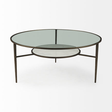 Felicity 36.0L x 36.0W x 16.0H Marble Top W/Iron Frame Coffee Table from Mercana - Luna Furniture