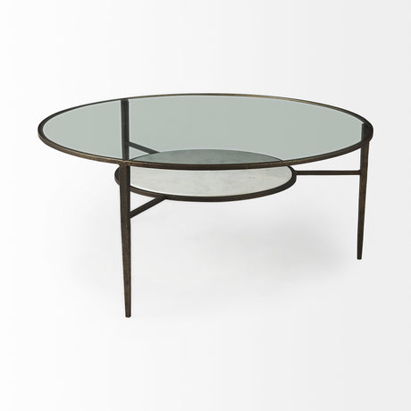 Felicity 36.0L x 36.0W x 16.0H Marble Top W/Iron Frame Coffee Table from Mercana - Luna Furniture