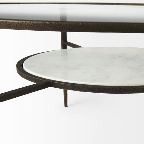 Felicity 36.0L x 36.0W x 16.0H Marble Top W/Iron Frame Coffee Table from Mercana - Luna Furniture
