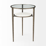Felicity 15.8L X 15.8W X 22.5H Glass Top W/ White Marble Shelf and Antique Gold Base End/Side Table from Mercana - Luna Furniture