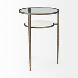 Felicity 15.8L X 15.8W X 22.5H Glass Top W/ White Marble Shelf and Antique Gold Base End/Side Table from Mercana - Luna Furniture