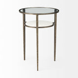 Felicity 15.8L X 15.8W X 22.5H Glass Top W/ White Marble Shelf and Antique Gold Base End/Side Table from Mercana - Luna Furniture