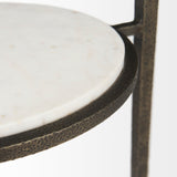 Felicity 15.8L X 15.8W X 22.5H Glass Top W/ White Marble Shelf and Antique Gold Base End/Side Table from Mercana - Luna Furniture