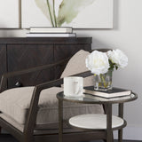 Felicity 15.8L X 15.8W X 22.5H Glass Top W/ White Marble Shelf and Antique Gold Base End/Side Table from Mercana - Luna Furniture