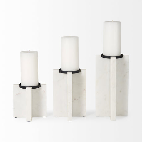 Sophia 5.5"L x 3.5"W x 10.5"H Marble Candle Holder Large from Mercana - Luna Furniture