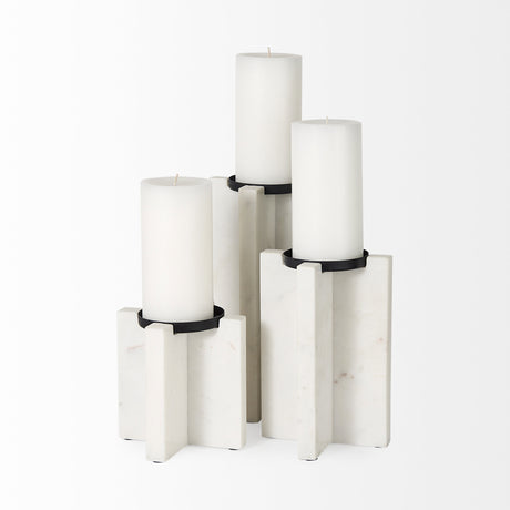 Sophia 5.5"L x 3.5"W x 10.5"H Marble Candle Holder Large from Mercana - Luna Furniture