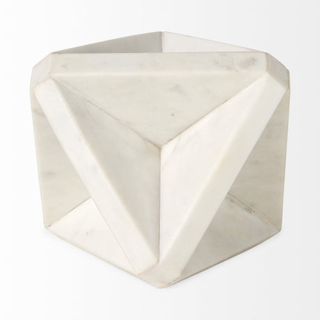 Sophia 5.5 L x 5.5 W x 8.5 H White Marble Decor Stand from Mercana - Luna Furniture