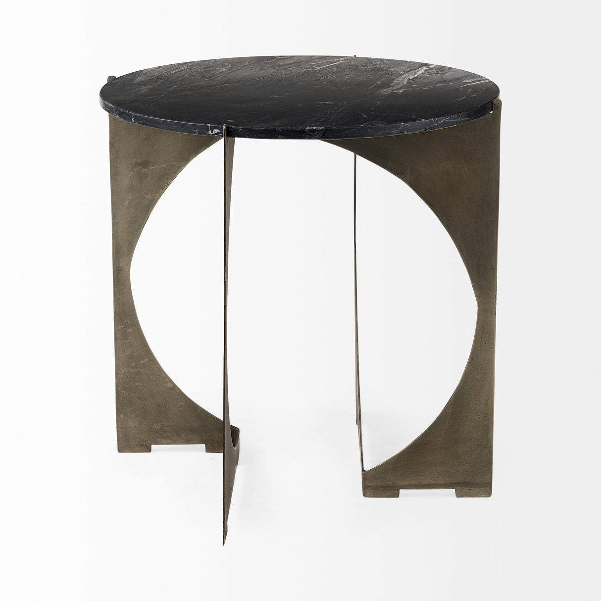 Reinhold II 21L x 21W x 21H Black Marble Top Iron Side Table from Mercana - Luna Furniture