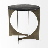 Reinhold II 21L x 21W x 21H Black Marble Top Iron Side Table from Mercana - Luna Furniture
