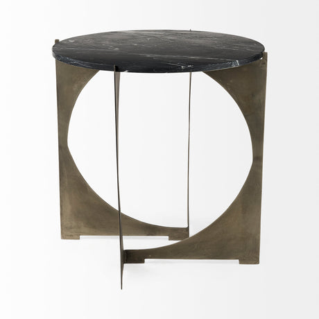 Reinhold II 21L x 21W x 21H Black Marble Top Iron Side Table from Mercana - Luna Furniture