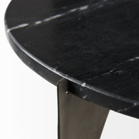 Reinhold II 21L x 21W x 21H Black Marble Top Iron Side Table from Mercana - Luna Furniture