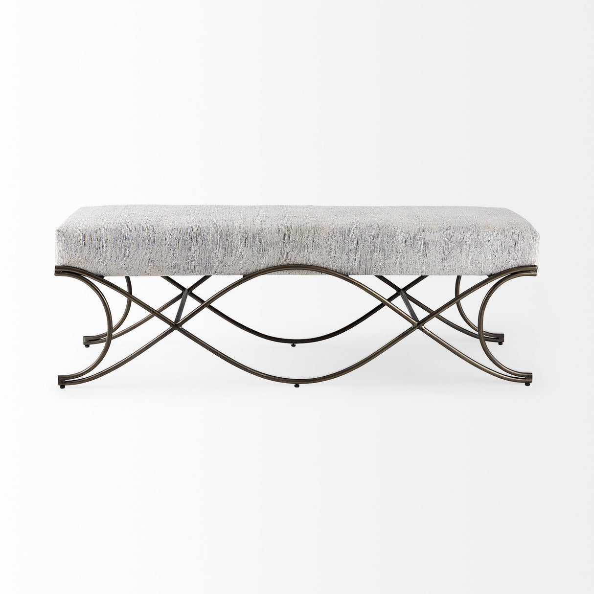 Ayla 55L x 17.6W x 18H Dark Gray Fabric Seat W/ Dark Nickel Metal Frame Bench from Mercana - Luna Furniture