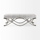 Ayla 55L x 17.6W x 18H Dark Gray Fabric Seat W/ Dark Nickel Metal Frame Bench from Mercana - Luna Furniture