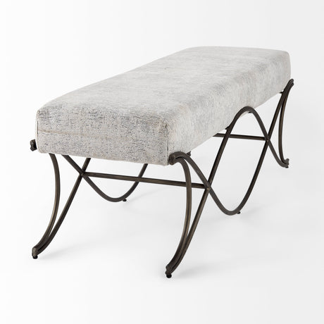 Ayla 55L x 17.6W x 18H Dark Gray Fabric Seat W/ Dark Nickel Metal Frame Bench from Mercana - Luna Furniture