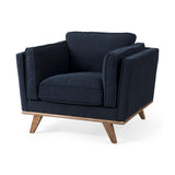 Brooks 41.7L x 34.8W x 33.5H Navy Blue Fabric Chair W/ Medium Brown Wooden Legs from Mercana - Luna Furniture