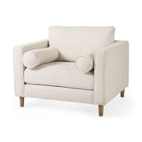Loretta 40.7L x 36.2W x 33.9H Cream Fabric Chair W/ Two Bolster Cushions from Mercana - Luna Furniture