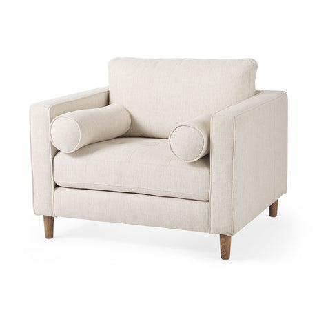 Loretta 40.7L x 36.2W x 33.9H Cream Fabric Chair W/ Two Bolster Cushions from Mercana - Luna Furniture