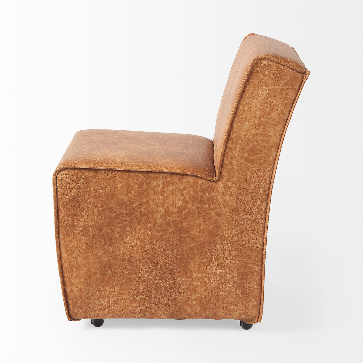 Damon 19.8L x 26.3W x 31.8H Cognac Brown Faux Leather Dining Chair, Set of 2 from Mercana - Luna Furniture
