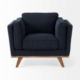 Brooks 41.7L x 34.8W x 33.5H Navy Blue Fabric Chair W/ Medium Brown Wooden Legs from Mercana - Luna Furniture