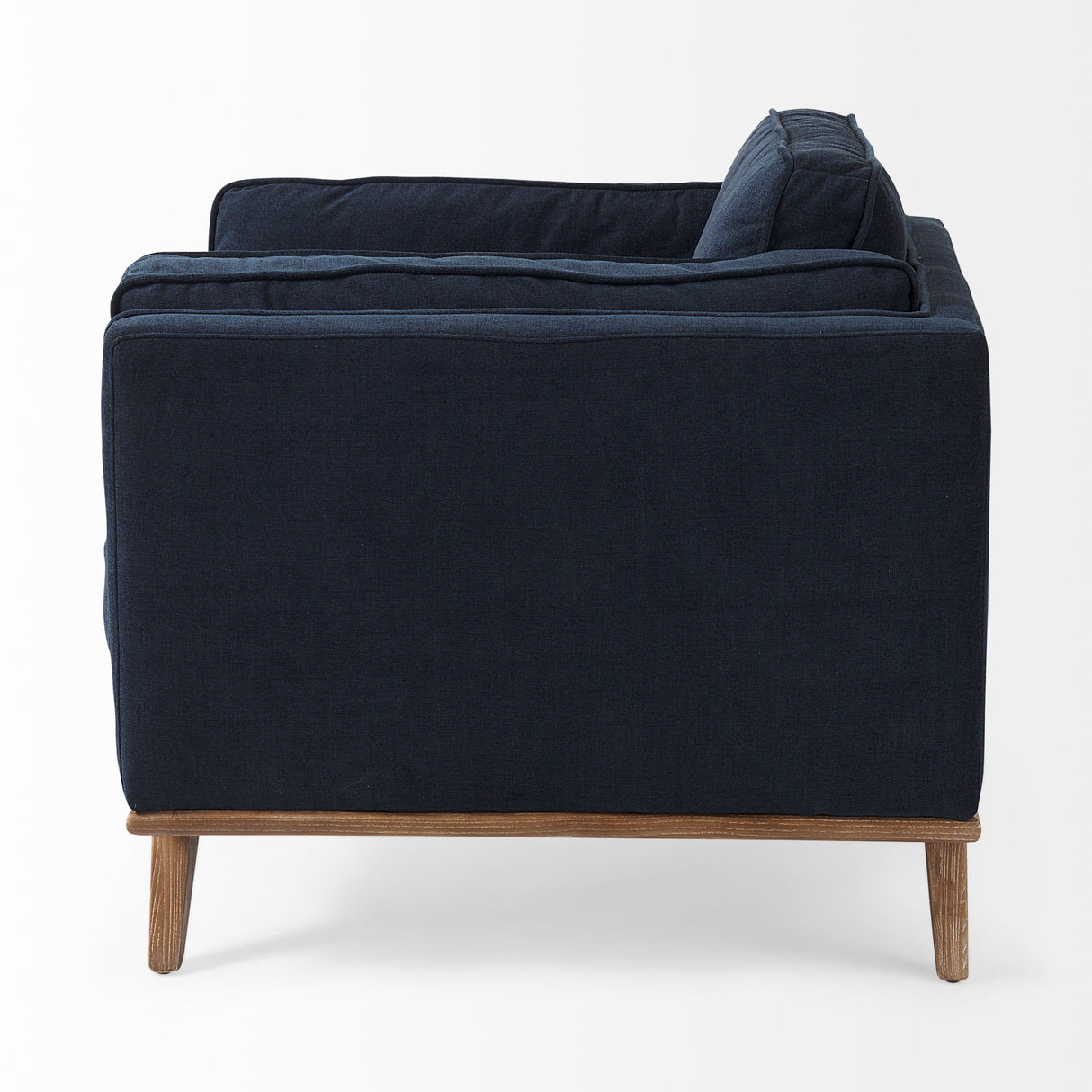 Brooks 41.7L x 34.8W x 33.5H Navy Blue Fabric Chair W/ Medium Brown Wooden Legs from Mercana - Luna Furniture