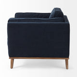 Brooks 41.7L x 34.8W x 33.5H Navy Blue Fabric Chair W/ Medium Brown Wooden Legs from Mercana - Luna Furniture