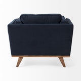 Brooks 41.7L x 34.8W x 33.5H Navy Blue Fabric Chair W/ Medium Brown Wooden Legs from Mercana - Luna Furniture