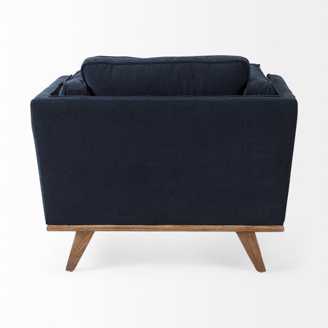 Brooks 41.7L x 34.8W x 33.5H Navy Blue Fabric Chair W/ Medium Brown Wooden Legs from Mercana - Luna Furniture
