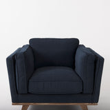 Brooks 41.7L x 34.8W x 33.5H Navy Blue Fabric Chair W/ Medium Brown Wooden Legs from Mercana - Luna Furniture