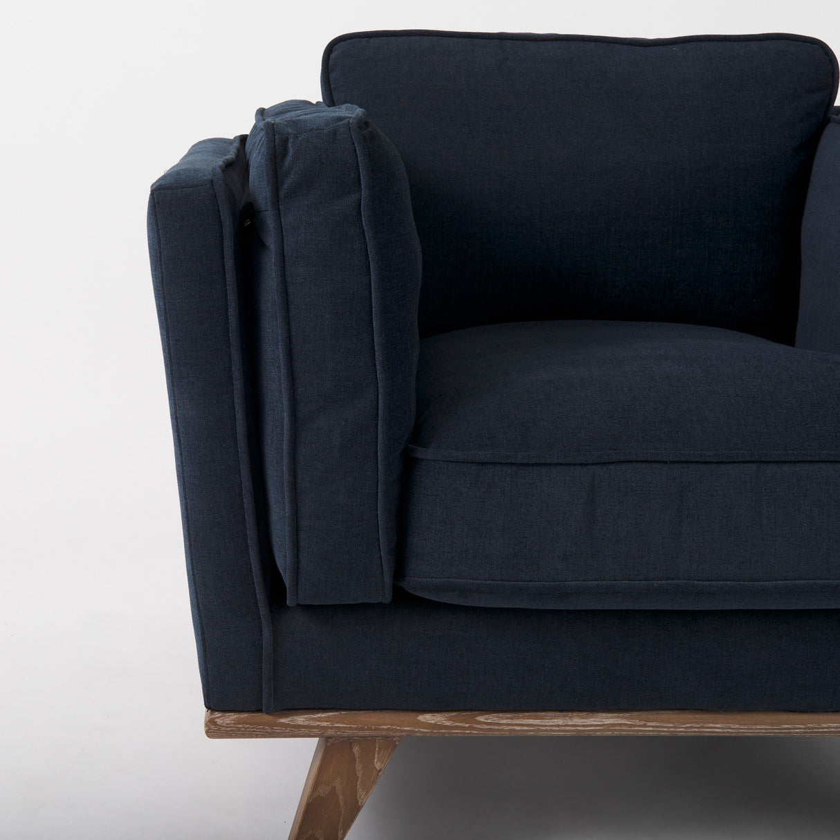 Brooks 41.7L x 34.8W x 33.5H Navy Blue Fabric Chair W/ Medium Brown Wooden Legs from Mercana - Luna Furniture